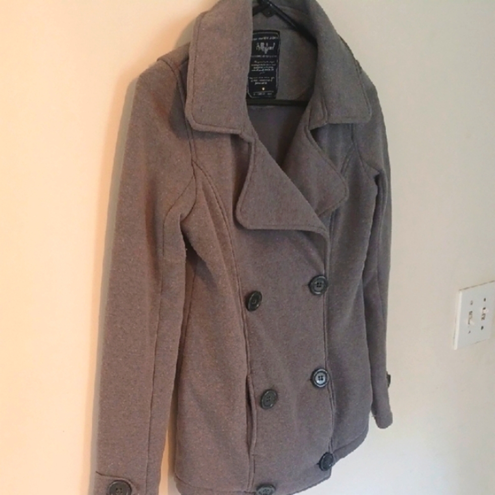 Hollyland Gray Wool-Blend Peacoat with Wide Lapels, S